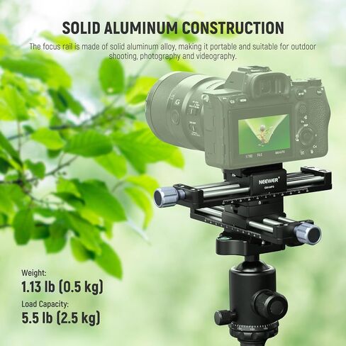 Neewer 140mm Macro يركز على شريط التمرير للسكك الحديدية مع دوران 360 درجة ، 4 قفل اتجاهي ، أقدام قابلة للسحب ، لوحة QR من نوع Acra ، 1/4 "و 3/8" للتصوير الفوتوغرافي الماكرو للكاميرا عن قرب التصوير ، GM-MP2 in Kuwait
