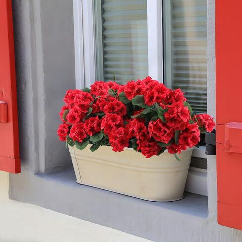 Hananona 6 Bundles Artificial Geranium Flowers for Outdoors Silk Geranium Flowers Outdoor UV Resistant Garden Plants Faux Flowers for Home Kitchen Table Centerpieces Decor (6, Red) in Saudi Arabia