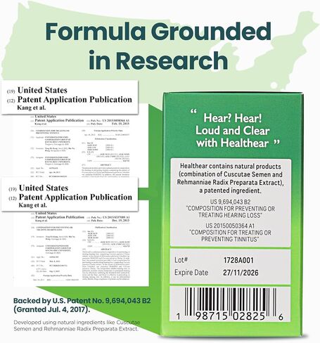 Healthear – Bioflavonoid Tinnitus Relief Supplement from Korea, – U.S. Patented Formula for Ear Health, Reduces Ringing & Buzzing, Improves Hearing Clarity (60 Capsules) in Saudi Arabia