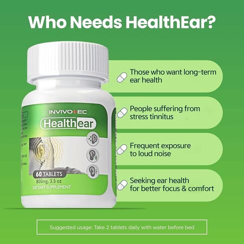 Healthear – Bioflavonoid Tinnitus Relief Supplement from Korea, – U.S. Patented Formula for Ear Health, Reduces Ringing & Buzzing, Improves Hearing Clarity (60 Capsules) in Saudi Arabia