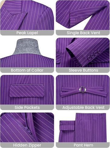 Women's 3 Piece Striped Suit One Button Slim Fit Business Work Professional Blazer Jacket Vest Pants Set in Saudi Arabia