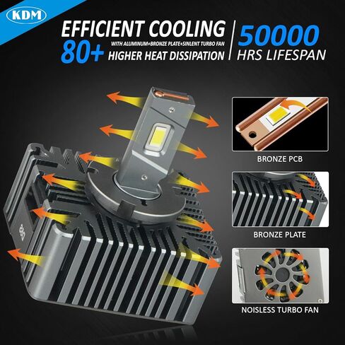 لمبة LED LED KDM D5S ، 90W عالية الطاقة 600 ٪ من رقاقة CSP ، مناسبة لعام 2016-2018 Chevy Silverado GMC Sierra High/Low Beam Light Light Bulb ، 6500K White ، 2Pack in Kuwait