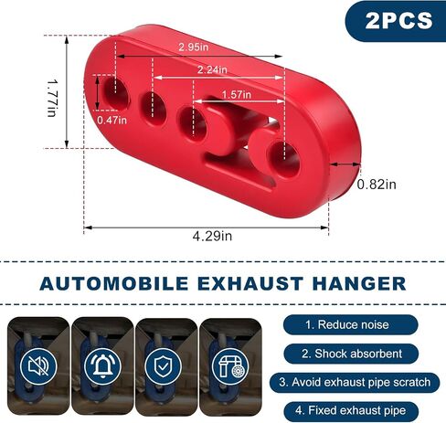 2 PCS Rubber Exhaust Hanger, 4 Holes Rubber Exhaust Muffler Tailpipe Hanger Insulator, Universal Exhaust Pipe Insulators Muffler Hangers for Vehicle, Car Accessories (Black) in Saudi Arabia