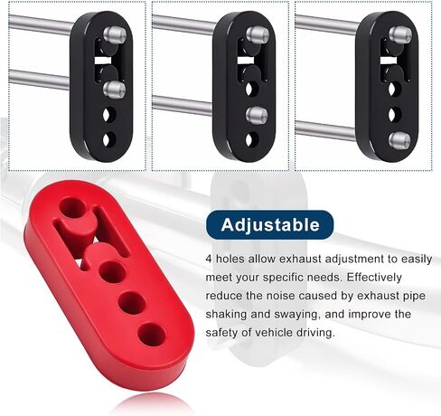 2 PCS Rubber Exhaust Hanger, 4 Holes Rubber Exhaust Muffler Tailpipe Hanger Insulator, Universal Exhaust Pipe Insulators Muffler Hangers for Vehicle, Car Accessories (Black) in Saudi Arabia