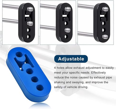 2 PCS Rubber Exhaust Hanger, 4 Holes Rubber Exhaust Muffler Tailpipe Hanger Insulator, Universal Exhaust Pipe Insulators Muffler Hangers for Vehicle, Car Accessories (Black) in Saudi Arabia