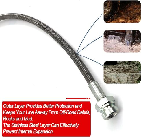 89702 Front Stainless Brake Lines 26" Compatible with 1987-06 Jeep TJ/YJ/XJ (2pcs) in Kuwait