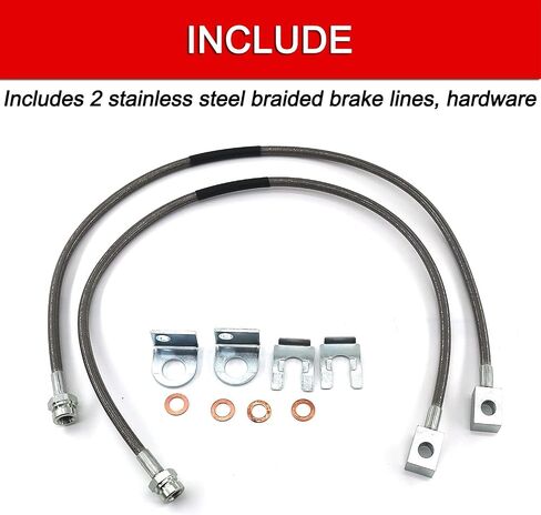 89702 Front Stainless Brake Lines 26" Compatible with 1987-06 Jeep TJ/YJ/XJ (2pcs) in Kuwait