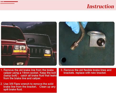 89702 Front Stainless Brake Lines 26" Compatible with 1987-06 Jeep TJ/YJ/XJ (2pcs) in Kuwait