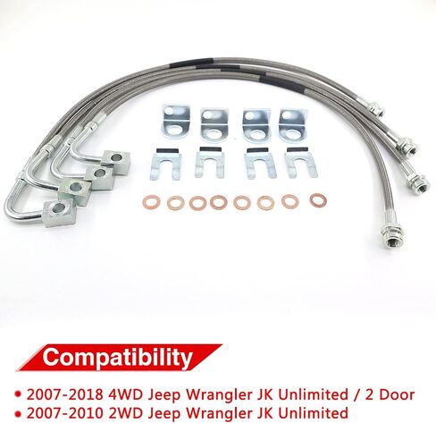 89702 Front Stainless Brake Lines 26" Compatible with 1987-06 Jeep TJ/YJ/XJ (2pcs) in Kuwait