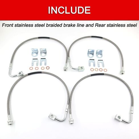 89702 Front Stainless Brake Lines 26" Compatible with 1987-06 Jeep TJ/YJ/XJ (2pcs) in Kuwait