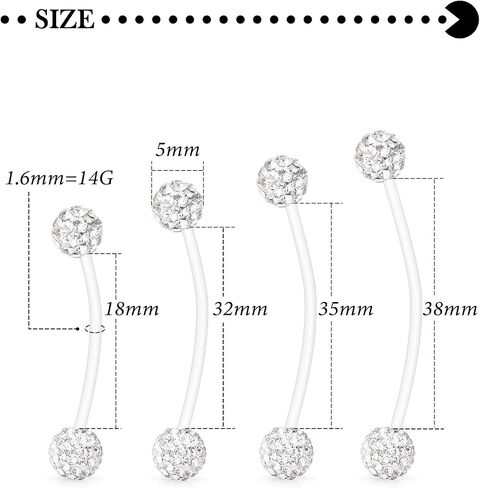 Hoeudjo Pregnancy Belly Rings Maternity Belly Button Rings Plastic Long Bar Navel Ring for Maternity Sport Pregnant Women Different Length 18/32/35/38mm in Saudi Arabia