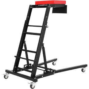 Foldable Topside Automotive Creeper, 45.7"-66.3" Adjustable Height 400lbs Capacity Engine Creeper with Padded Deck & Locking Swivel Casters for Garage Workshop Repair Maintenance, H-Base