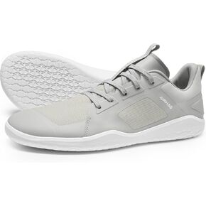 Men's Barefoot Workout Shoes - Minimalist Gym Sneakers for Deadlift & Cross Training (Light Grey,11.0)