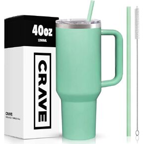 40oz Tumbler with Lid and Straw l Reusable Spill Proof Double Wall Insulated Stainless Steel Water Bottle Travel Mug l Cupholder Friendly Vacuum Sealed Tumbler with Handle (Birch) in Saudi Arabia
