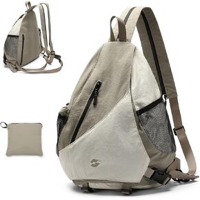 حقيبة حبال Crossbody حقيبة ظهر قابلة للطي على الظهر الكتف Daypack Daypack وحدات الأحجار متعددة الأغراض للرجال النساء المشي لمسافات طويلة في الهواء الطلق ، اللون الأسود الرمادي