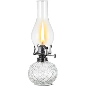 Rustic Large Oil Lamp Vintage Glass Kerosene Lamp Antique Oil Lamps for Indoor Use Emergency Lighting Decor Hurricane Lamp with Black Metal Regulator Chamber Oil Lantern in Kuwait