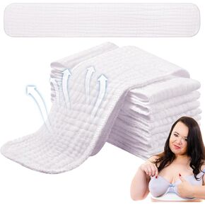 Toulite 10 Pcs 6 Layer Bra Liner Sweating, Cotton Sweat Liner Under Bra Pad Breast Washable Rectangle Absorb for Women Supply