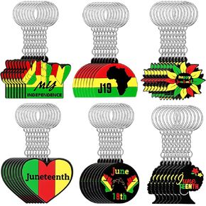 Bucherry 120 Pcs Juneteenth Keychain Bulk June 19th Day Party Favor June 19th Independence Day Acrylic Keychain Hanging Juneteenth 1865 Freedom Gifts for Women Men Backpacks Supplies,6 Styles