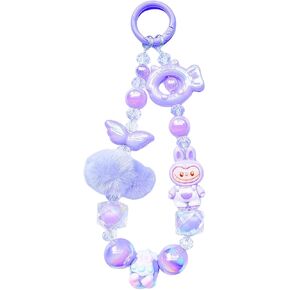 Cute La bubu Keychain,Rabbit Key chain,Cartoon Monsters Acrylic Beads,Mobile Phone Chain Key Ring Charms Purse Accessories