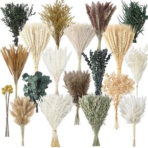 Nuanchu 703 PCS DRIED PAMPAS Grass Decor Boho BOUKET BOUQUET BUTHING WITH BUNNY TAILS ، REED Grass for Wedding Home Table Rustic Farmhouse Party (Classic Style)