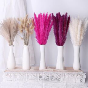 Colorful Pampas Grass Decor – White, Blue, and Purple Dried Arrangements for Weddings, Baby Showers, and Home Decor. 17" Centerpiece (No Vase).