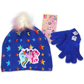 My Little Pony Winter Hat and Mittens Set - My Little Pony Winter Clothes Bundle with Knit Beanie, Mittens, Stickers, More