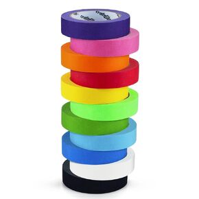 Colored Masking Tape - 11 Roll Multi-Pack, 825 Ft x 1 in Colorful Craft Tape– Great for Arts & Crafts, Kids, Labeling and Color-Coding