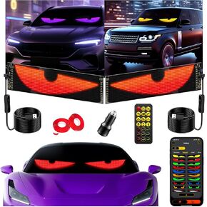LED علامة للسيارة 2pcs - 23''x5 '' Howdot Devil's Eyes Light Light for Groudshield ， علامات عرض رقمية مرنة مقاومة للماء ، سيارات/شاحنة مناسبة