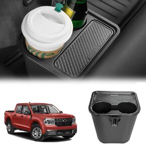 Trash Can for Ford Maverick, Accessories for Maverick Trash Bin with Cup Holder Compatibel with Ford Maverick 2025 2024 2023 2022 Multi-Function Leak-Proof Waterproof Rear Seat Storage Box Black