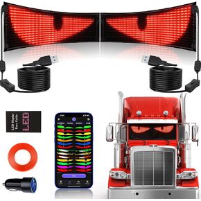 Rayhome Upgrade Synchronize Multiple Devil Eyes Light, 15''x4'' Full Color Big Eye Flex Screen for Windshield, Programmable LED Display for Car, Scrolling Led Light Sign for Car Window