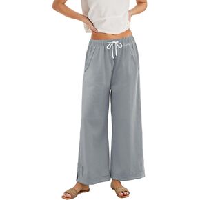 Athlisan Womens Baggy Wide Leg Palazzo Pants عرضة سراويل صالة مرنة مرنة مع جيوب