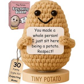 Mom to Be Gifts for Mothers Day - Crochet Positive Potato with 30 Funny Signs for Expecting Moms, Unique Pregnancy Gifts for Expecting Mothers, Pregnant Mother's Day Gift, New Mom Gift for Women
