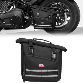 KEMIMOTO Swingarm Bag Foldable Expandable 16L Large Capacity with Quick Install Straps Motorcycle Swing Arm Side Bag Waterproof Universal Compatible with Softtail Sportster Street Bob Rebel