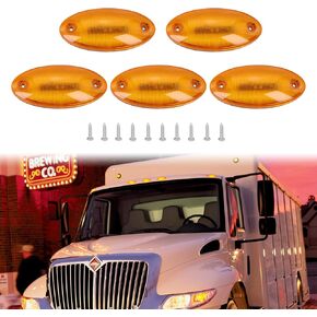 5Pcs 888-5125 Cab Marker Lights LED Top Roof Lamps Light with Hardware Compatible with IC 2005-2014 / IC Corporation 2003-2019 / International 1996-2021 Replaces # 3529900C96 3529900C97 3529900C98