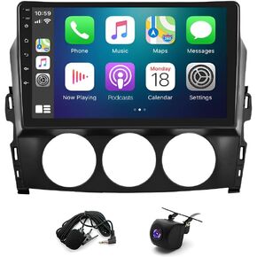 2+32G Android 13 Double Din Car Stereo Radio Compatible for Mazda MX-5 2006-2021 9'' Touch Screen Car Radio Audio Receiver with Wireless CarPlay Android Auto,Mirror Link,GPS Navigation,WiFi,Camera