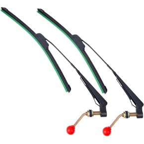 UTV Wiper Kit Hand تعمل يدويًا بمساحات الزجاج الأمامي المتوافق مع Polaris Ranger RZR Can Am Maverick X3 Commander Defender Pioneer Golf Cart-2 Pack