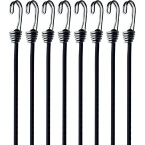 Bungee Cords with Hooks - 6mm Small Bungee Cords, 8-Piece Set - Black, White, & Multi-Color Options for Outdoor, Camping, and Storage (Mix-Colors, 6mm 8piece Set)