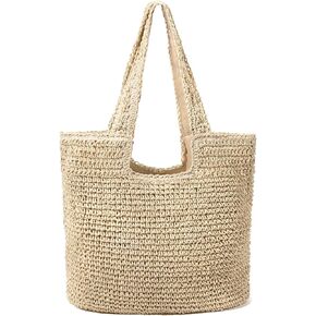 hatisan Straw Beach Bag for Women Summer Woven Beach Tote Bag Shoulder Handbags Boho Bag