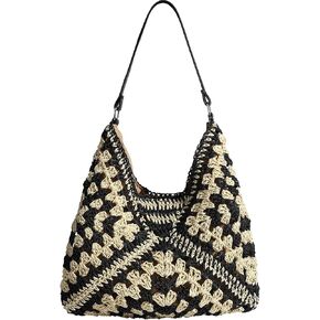 hatisan Straw Beach Bag for Women Summer Woven Beach Tote Bag Shoulder Handbags Boho Bag in Saudi Arabia