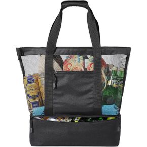 Clothclose Mesh Beach Bag with Cooler, Large Beach Tote Bag for Women, Waterproof Sandproof for Travel Daily Swim Pool