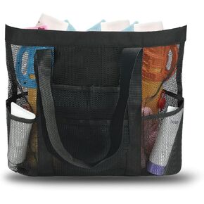 Large Mesh Beach Bag, Beach Tote Bags with 9 Pocket for Family