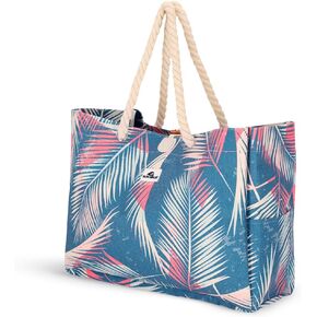 SUN NINJA XL Canvas Beach Tote Bag - Water-Resistant with Pockets - Large Pool Summer Tote, Cute Travel Beach Bag