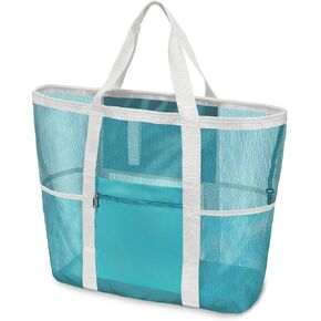 F-color Mesh Beach Bag Family - Beach Tote Bag Cruise Vacation Essentials, XL