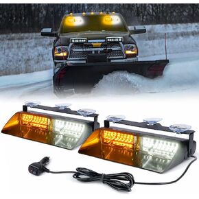 Xprite 2×11 inch High Intensity Red Blue 32 LED Emergency Strobe Dash Lights, Interior Windshield Flashing Police Light w/Suction Cups for Police Law Enforcement POV Vehicles Trucks