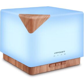 URPOWER 2nd Gen 300ml Aroma Essential Oil Diffuser Night Light Ultrasonic Air Humidifier with AUTO Shut Off and 6-7 Hours Continuous Diffusing - 7 Color Changing LED Lights and 4 Timer Settings