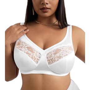 Plus Size Bras for Women Comfortable Lace Minimizer Wireless Bra Full Coverage T Shirt Bras