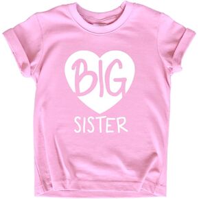 Big Sister Shirt Heart Big Sister Announcement Shirt Toddler Girl Promoted Outfit Baby Girls tee