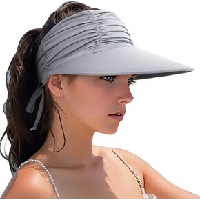 Women Visor Sun Hat Adjustable Foldable Wide Brim Sun Hats Summer UPF 50+ UV Protection Visor Cap for Outdoor Beach