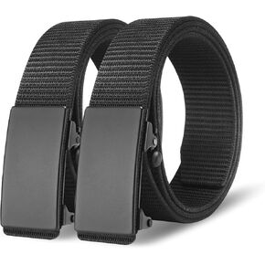 Men's Nylon Ratchet Belt 1.25" – Adjustable No-Holes Web Belt, 2-Pack