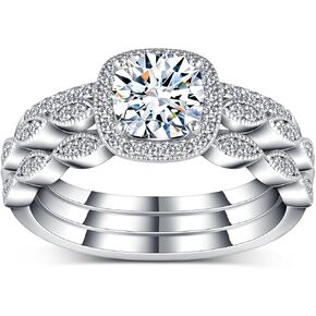 2 قيراط (CTW) أميرة مقطوعة Moissanite Halo خواتم الخطبة مجموعات للنساء ، 925 Sterling Silver Shank Beards مجموعات ، مجموعات خاتم الزفاف لعيد ميلاد الذكرى السنوية